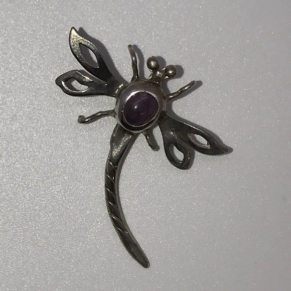 Sterling Dragonfly With Amethyst Pendant - Picture 2 of 15